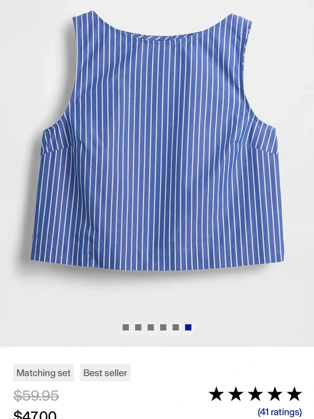 NWT GAP Poplin Boatneck Shell Tank Top Small
